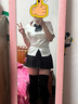 麓格立JK制服套装百褶短裙女学院风收腰短袖衬衫格裙套装两款蝴蝶结随机 白色短袖+碳灰短裙【套装】 L 实拍图