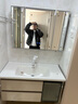 凯蒂芙（KAIDIFU）陶瓷一体盆套装太空铝合金蜂窝铝洗脸盆柜奶油简约悬挂全铝洗漱台 101cm【智能全面镜柜】F201 陶瓷一体盆 实拍图