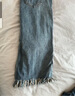 百图betu女装秋新款半身裙复古流苏高腰开叉牛仔半身裙女2307T54 牛仔色 S 实拍图