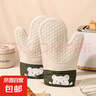 做饭必备宝妈学生隔热手套微波炉烤箱专用耐高温防烫手套厨房烘焙 烘焙防烫手套2指2只绿色 实拍图