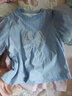 茵曼（INMAN）女童纯棉短袖t恤网纱蝴蝶结夏季儿童女宝泡泡袖上衣 浅蓝色 120 实拍图