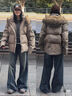 FDR官方店 R字毛领连帽羽绒服男女秋冬季加厚保暖面包服外套 咖色 M 实拍图