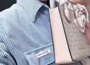MICHAEL KORS【秋尚新】mk女包 mercer系列小号迷你琴谱包风琴包托礼物送 老花款 香草色配粉色 实拍图