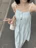 棉致法式蓝色条纹吊带连衣裙女夏季2026新款小个子海边度假风长裙 4032浅蓝色【高品质30.5】 L 100-115斤 实拍图
