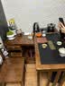 一米色彩实木茶桌阳台喝茶桌椅组合家庭用茶台烧水壶一体桌移动折叠泡茶台 胡桃色茶桌+1围椅+4方凳 1.0米旋转茶桌(底部上水电茶炉) 实拍图