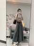 EPET灰色a字裙女2025春秋季百搭高腰显瘦遮肚藏肉中长款百褶西装半身 主图款 M 98-108斤 实拍图