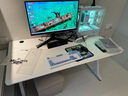 木藝生原创电脑桌台式家用办公书桌卧室电竞桌椅套装碳纤维竞技游戏桌子 高端玩家M9系云朵白25mm手工斜面 长140宽70高75cm 实拍图