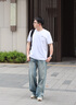gxg.jeans男装  多色字母绣花基础凉感休闲圆领短袖T恤男 25年夏新品 白色 L (175) 实拍图
