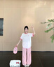 骆驼（CAMEL）夏日纯棉T神男女宽松圆领短袖上衣T恤 C35BAXLN056A 樱桃粉 S 实拍图