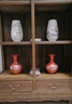 傲世景德镇陶瓷器中式红色花瓶工艺品客厅摆件办公室博古架装饰品礼物 中国红牡丹赏瓶+底座 实拍图