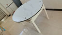 奥利克丝 亮光岩板餐桌椅组合 现代简约实木餐桌可伸缩折叠圆桌吃饭桌子 白+白框架205#木椅款-哑光雪山白 1.2米 一桌四椅【12MM加厚岩板】 实拍图