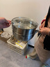 不锈钢雪平锅宝宝婴儿辅食锅家用不粘锅多功能奶锅小炒锅 特厚雪平锅+盖子+蒸笼 22cm 实拍图