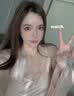 LAUREN VICTORIA真丝睡裙女100%桑蚕丝睡衣女士蕾丝性感睡衣吊带睡裙 杏色【睡裙+睡袍+腰带 胸垫】（礼盒包装） L (建议体重100-115斤) 实拍图