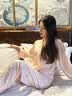 浪莎生日礼物送女朋友三件套轻奢蝴蝶提花带胸垫睡衣女新款冰丝凉感 粉玉-长袖长裤【礼盒装】 L (建议穿着体重105-125斤) 实拍图