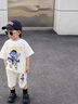 G.duck小黄鸭童装男童套装夏季2026儿童衣服宝宝潮酷太空人短袖两件套潮 太空人套装 米白色geioqgg 90 建议1~2岁【 80-90cm】 实拍图