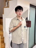 短袖衬衫男春夏季新款冰丝衬衣长袖外套男潮牌宽松休闲工装外套上 854浅灰 XL 实拍图
