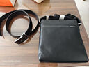 稻草人男士单肩包商务休闲头层牛皮斜挎包竖款大容量旅行潮流简约背包 黑色 实拍图