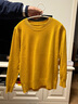 恒源祥鄂尔多产羊毛衫女圆领春秋新款毛衣宽松百搭针织打底衫羊·绒衫 黄色 /仅剩1件 L 【110-120斤】 实拍图