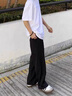 港蒂湾夏季冰丝裤子男休闲裤男裤速干裤宽松直筒裤经典百搭时尚阔腿裤 黑色 L -100-115斤 实拍图