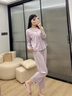 安之伴春季女士睡衣【甜美水果茶】简约纯色休闲开衫长袖长裤家居服套装 甜心紫 M 实拍图