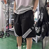 OEMG短裤男士夏季2025新款运动五分中裤速干条纹潮流牌大码高级感裤子 黑色 XL [建议110-130斤] 实拍图