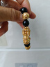 晶湖沙金貔貅佛珠手串男玛瑙红黑曜石皮丘男士转运珠3d硬金手链女 黑曜石12mm金钱款 实拍图