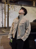 NYING雾面pu皮衣外套男25春秋季新款美式潮牌潮牌复古宽松立领工装夹克 JK306灰色 L (115-130斤) 实拍图