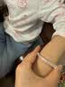 9999足银手镯女孩中大童可爱卡通手环生日礼物可调节实心儿童手镯 小公主莲花童镯3-13岁 实拍图