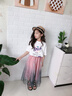 蓝贝妮童装女童夏季套装2025新款女孩裙子短袖洋气夏装儿童衣服大童女装 粉色 120 码建议身高110CM 实拍图