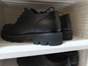 马登德比鞋厚底增高鞋子男女休闲皮鞋真皮英伦风大头高帮百搭马丁靴 磨砂黑 （正码正拍&4cm增高/珠光感/时尚） 45 男码 实拍图