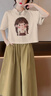 贝孩趣童装女童套装夏装儿童洋气时尚短袖T恤中大童女孩学生衣服两件套 米色 150 (适合身高140CM) 实拍图