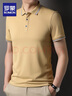 罗蒙（ROMON）送父亲冰丝凉感速干短袖t恤男士夏季薄款休闲翻领POLO上衣爸爸装 406卡其 3XL 185 建议175-195斤 实拍图