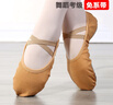 宜时代儿童舞蹈鞋免系带跳舞鞋成人男女猫爪软底帆布练功鞋形体芭蕾舞鞋 驼色 37 码(建议脚长22cm) 实拍图