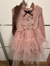 富罗迷女童连衣裙春秋季甜美网纱针织裙中大童校园演出裙子 粉色 120  实拍图