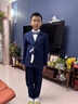 罗蒙儿童西装套装帅气男童花童主持人礼服男孩钢琴演出服 藏青色 160 实拍图