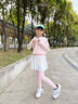 moonkids女童速干运动套装儿童2025秋装新款长袖瑜伽服大童跑步训练网球服 【19556粉色长袖+2220粉色裙裤】 120 cm 实拍图