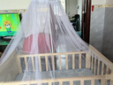 笑贝乐婴儿床拼接大床实木无漆多功能新生儿童可移动摇篮宝宝bb床无漆床 实木床+蚊帐+棕垫 双层小床可加长（102/60）0-5岁 实拍图