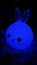 知茗七彩兔子硅胶小夜灯伴睡起夜灯拍拍灯床头减压玩具 萌小兔遥控+拍拍板（蓝色） 晒单实拍图