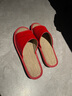 果洛菲亚麻拖鞋男女款四季情侣室内防滑棉麻布地板凉拖 大红色 38/39  实拍图