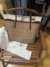 蔻驰（COACH）【官方授权店】蔻驰女包大号托特包单肩手提City33送女友礼物 CV976IMXHE卡其配棕色 实拍图