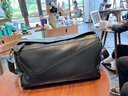 鹿师傅手工头层牛皮真皮男士短途出差斜挎休闲旅行包大容量轻便运动包 植鞣黑 小号 28×8×18cm 实拍图