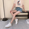 狄德拉高帮真皮小白鞋女春夏款厚底系带增高软底帆布鞋百搭学生休闲板鞋 白色春秋单里（牛皮） 36 (230mm) 标准码 实拍图
