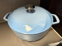 大松（TOSOT）格力铸铁珐琅锅无涂层炖锅双耳汤锅砂锅微压明火电磁炉永不变色 摩卡蓝24cm3.8L 实拍图