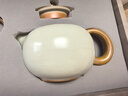 兮元记汝窑茶壶茶杯功夫茶具套装整套高档陶瓷泡茶具节日礼品送长辈礼物 米黄汝窑大西施壶9头礼盒套装【皮盒】 实用生日新婚乔迁之喜搬家礼物 实拍图