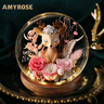 AMYROSE永生花一鹿有你玫瑰花礼盒七夕情人节女生礼物生日送女友爱人闺蜜 一鹿有你-粉色 实拍图