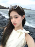 凊知柠法式茶歇挂脖白色连衣裙女夏季2025新款收腰显瘦蕾丝无袖背心长裙 杏色 S 实拍图