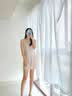 LAUREN VICTORIA真丝睡裙女100%桑蚕丝睡衣女士蕾丝性感睡衣吊带睡裙 杏色【睡裙+睡袍+腰带 胸垫】（礼盒包装） L (建议体重100-115斤) 实拍图