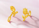 赛菲尔黄金耳钉女足金郁金香花朵立体金耳饰 一对 1.82克 实拍图