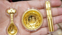 中国黄金（CHINA GOLD）黄金碗筷勺三件套99足金婴儿宝宝满月周岁纪念品礼物新生儿见面礼 金碗筷勺黄金三件套约1g 晒单实拍图