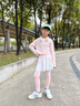 moonkids女童速干运动套装儿童2025秋装新款长袖瑜伽服大童跑步训练网球服 【19556粉色长袖+2220粉色裙裤】 120 cm 实拍图